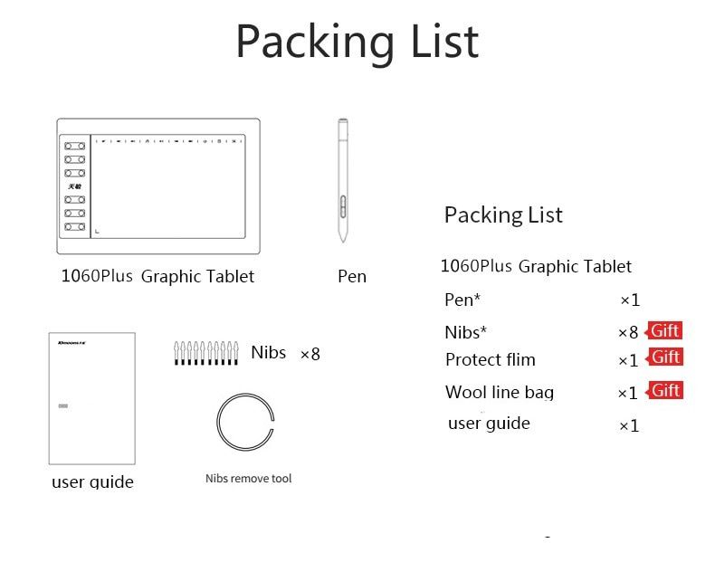 10*6 Inch Professional Graphic Tablet 8192 Levels Digital Drawing Tablet For MAC Window No need charge Pen Tablet