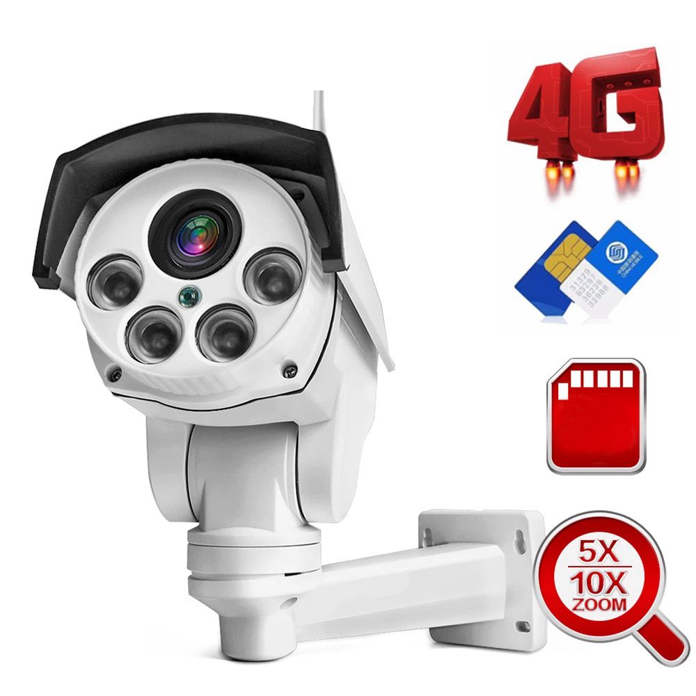 1080P 3G 4G PTZ Camera Outdoor SIM Card Bullet Wireless Camera 5X / 10X Zoom Lens P2P Security CCTV Surveillance Camera