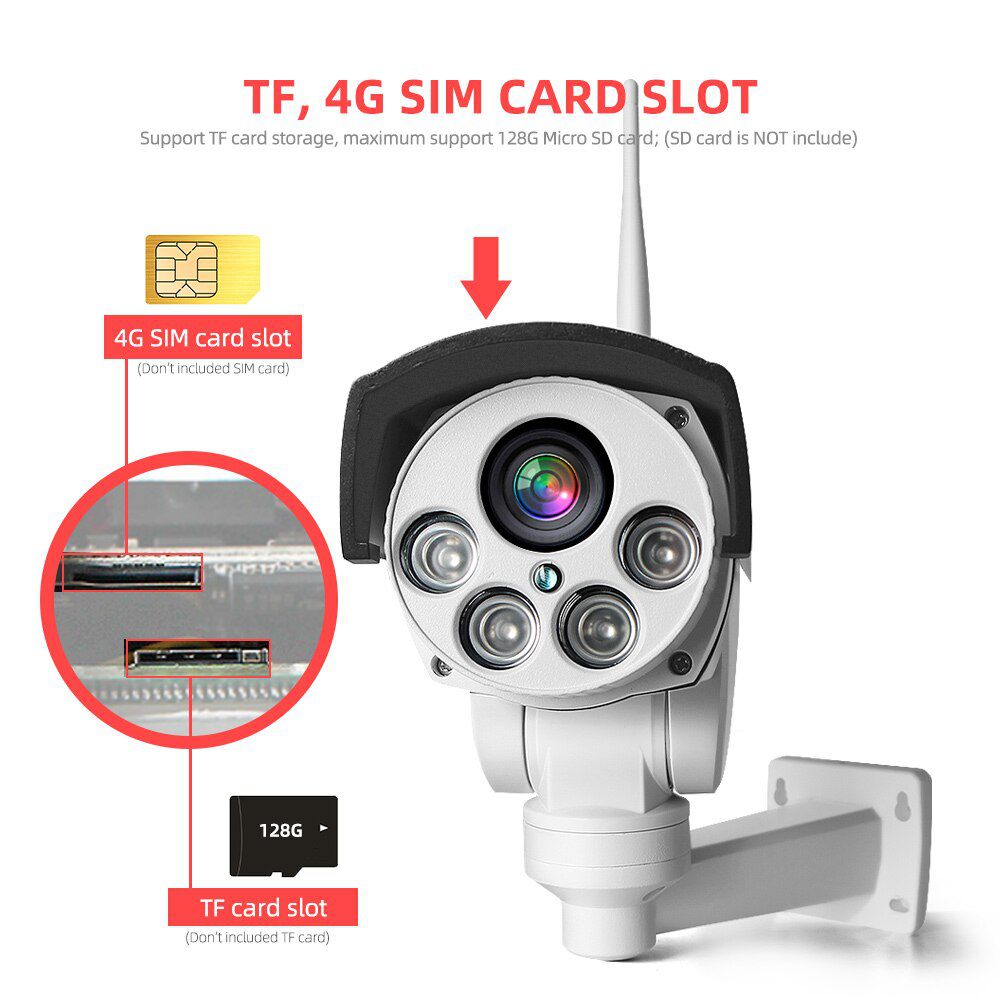 1080P 3G 4G PTZ Camera Outdoor SIM Card Bullet Wireless Camera 5X / 10X Zoom Lens P2P Security CCTV Surveillance Camera