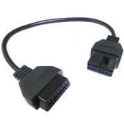 12pin to 16pin OBD2 Connector Adapter for Mitsubishi Auto Diagnostic Tool-Black Head