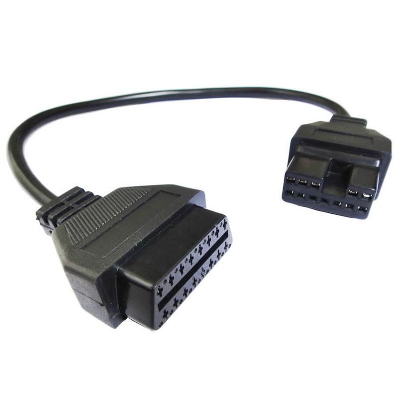 12pin to 16pin OBD2 Connector Adapter for Mitsubishi Auto Diagnostic Tool-Black Head