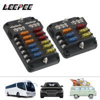 Plastic Cover 6 Ways 12 Ways Blade Fuse Block 12V 32V Fuse Box Holder M5 Stud With LED Indicator Light For Auto Car Marine