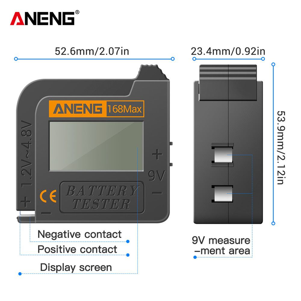 168Max Digital Lithium Battery Tester Capacity Universal Test Checkered Load Analyzer Display Check AAA AA Button Cell