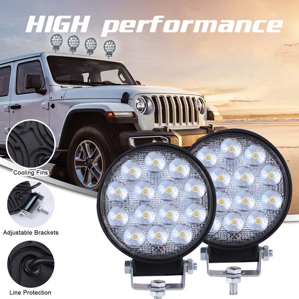 16Leds 42W Offroad Work Light Round 12V 24V Led Work Lamp For Tractors Spotlight Led For 4x4 ATV UTV Truck Tractor