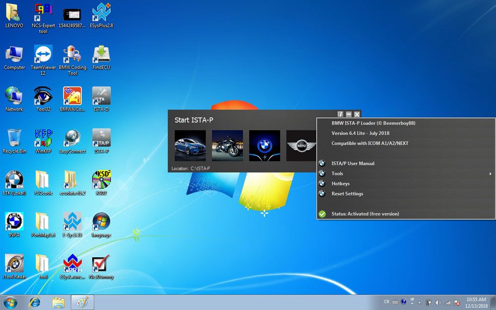 2018.12 BMW ICOM ISTA-D 4.12.12 ISTA-P 3.65.0.500 Software Engineering Mode Windows 7 HDD