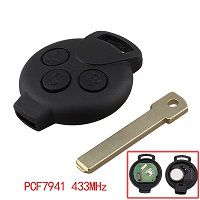 3 Button Remote Control Car Key Fob Case 434Mhz ID46 (7941) Chip Tranponder For Mercedes-Benz Smart Fortwo 451 2007-2013