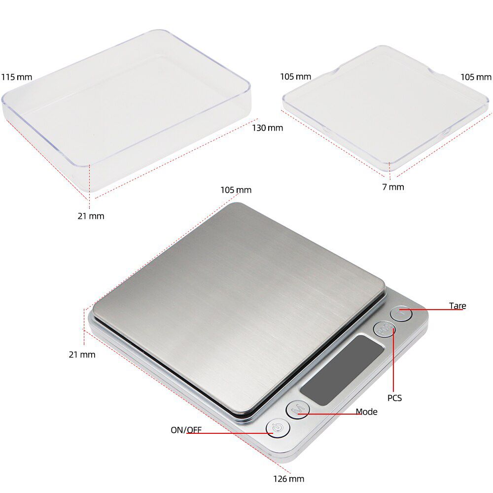 3000g 0.1g Electronic Scale 3kg Digital Scales Pocket Platform Scale Weight Balance Jewelry Weighing With 2 Trays