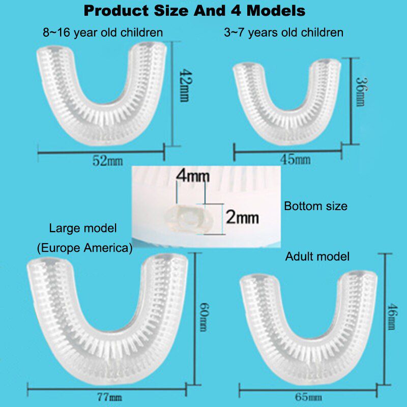 360 U Shape Replacement Brush Smart Automatic Ultrasonic Toothbrush Replacement Silicone Head