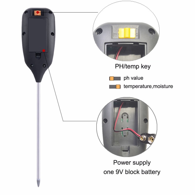 4 in 1 Soil pH Tester Digital Soil Moisture Meter PH Meter Temp Sunlight Tester for Garden Farm Lawn Plant Soil Tester