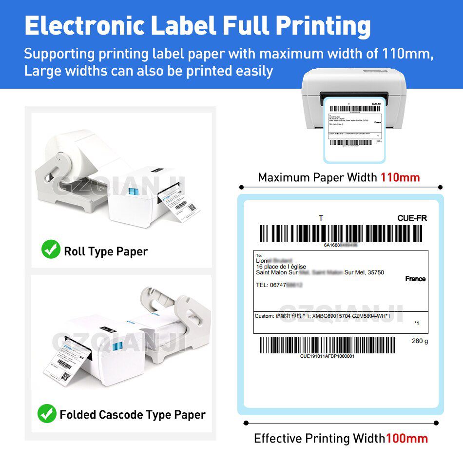 4 inch Thermal Barcode Printer Label Printer Shipping Lable Printer 100*100 / 100*150 UPS DHL Fedex Shipping Express Lable Printer