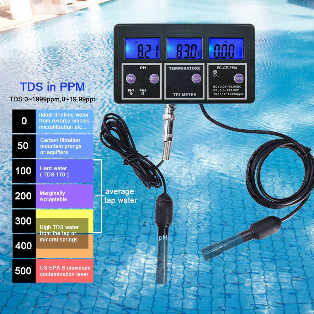 New 5 In 1 PH/ORP/TDS/EC/TEMP Meter PH-117 Multi-parameter Water Quality Monitor ATC Online Aquarium Fish Tank Monitor