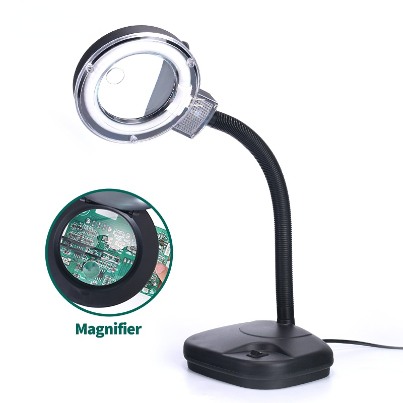 YIHUA 239 5X 10X Magnifying Glass Light Flexible Magnifier Lamp  Reading/Rework/Soldering Table Lamp 220V EU 110V US Plug