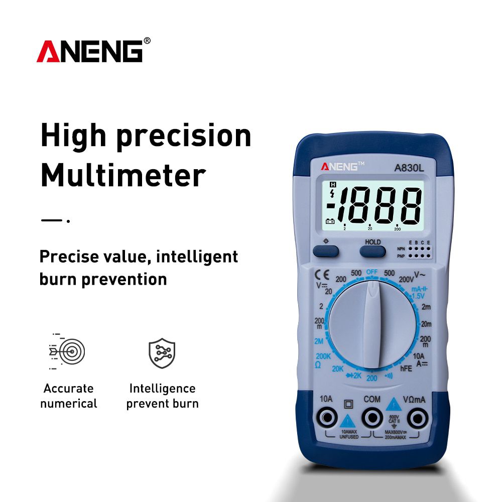 A830L Profesional Eletric Smart Digital Multimeter 1999 Counts Accurate Range AC/DC Voltage Current Tester Lcr Meter