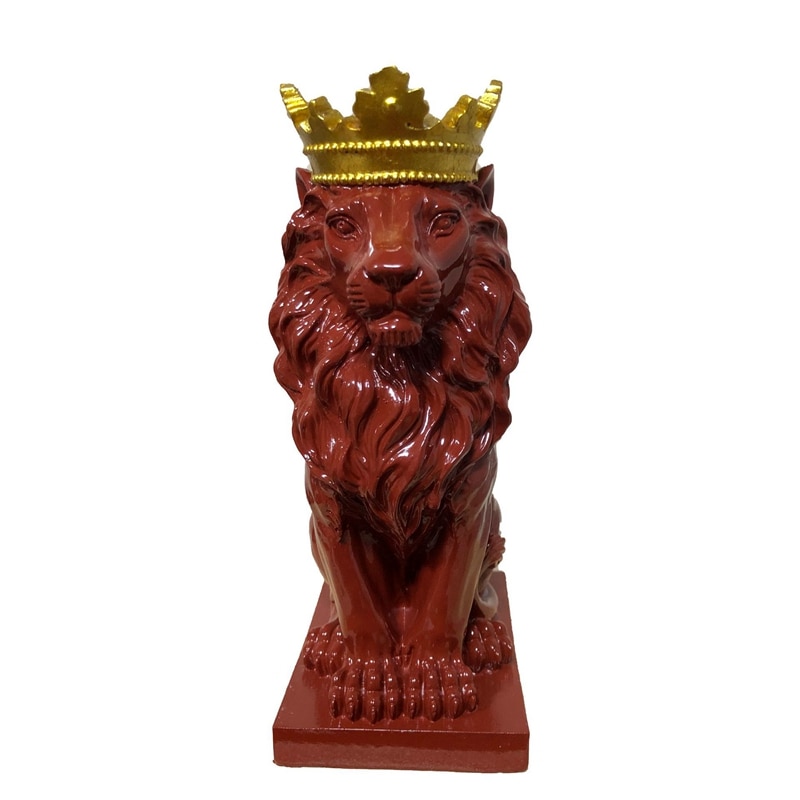 Abstract Crown Lion Sculpture Home Office Bar Male Lion Faith Resin Statue Model Crafts Ornaments Animal Origami Art Decor Gift