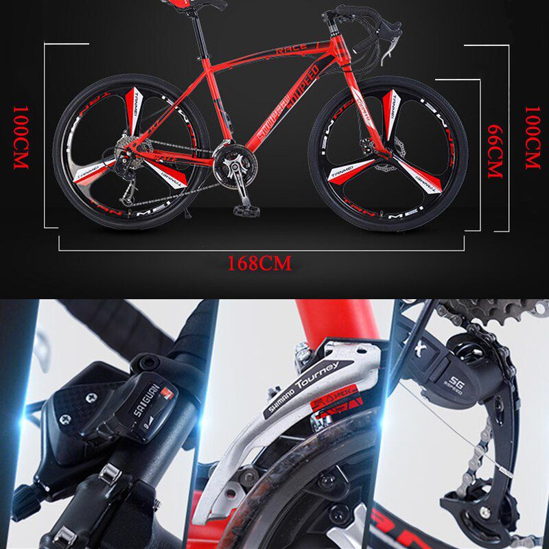 Aluminum Alloy Road bike 26-inch 24and 27-speed road bicycle  dual disc brakes road bikes Ultra-light racing bicycile BMX