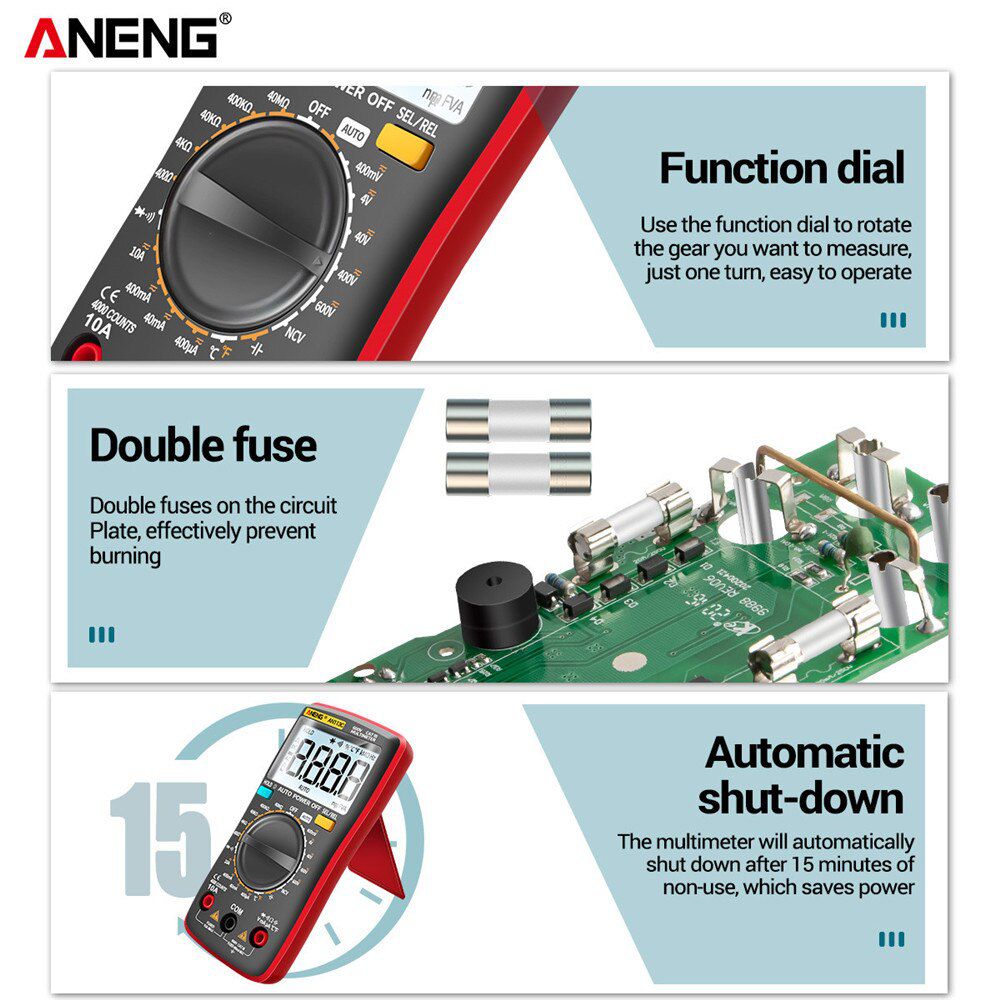 AN113C/E Digital Professional Multimeter 4000 Counts Eletric Auto AC/DC Voltage tester Current Ohm Ammeter Detector Tool