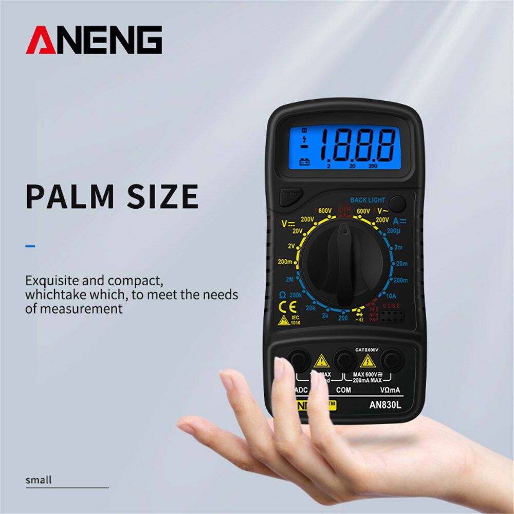 AN830L Digital Multimeter Voltmeter Ammeter AC/DC OHM Tranistor NCV Tester LCD Current  Analog Multi Meter Capacitance