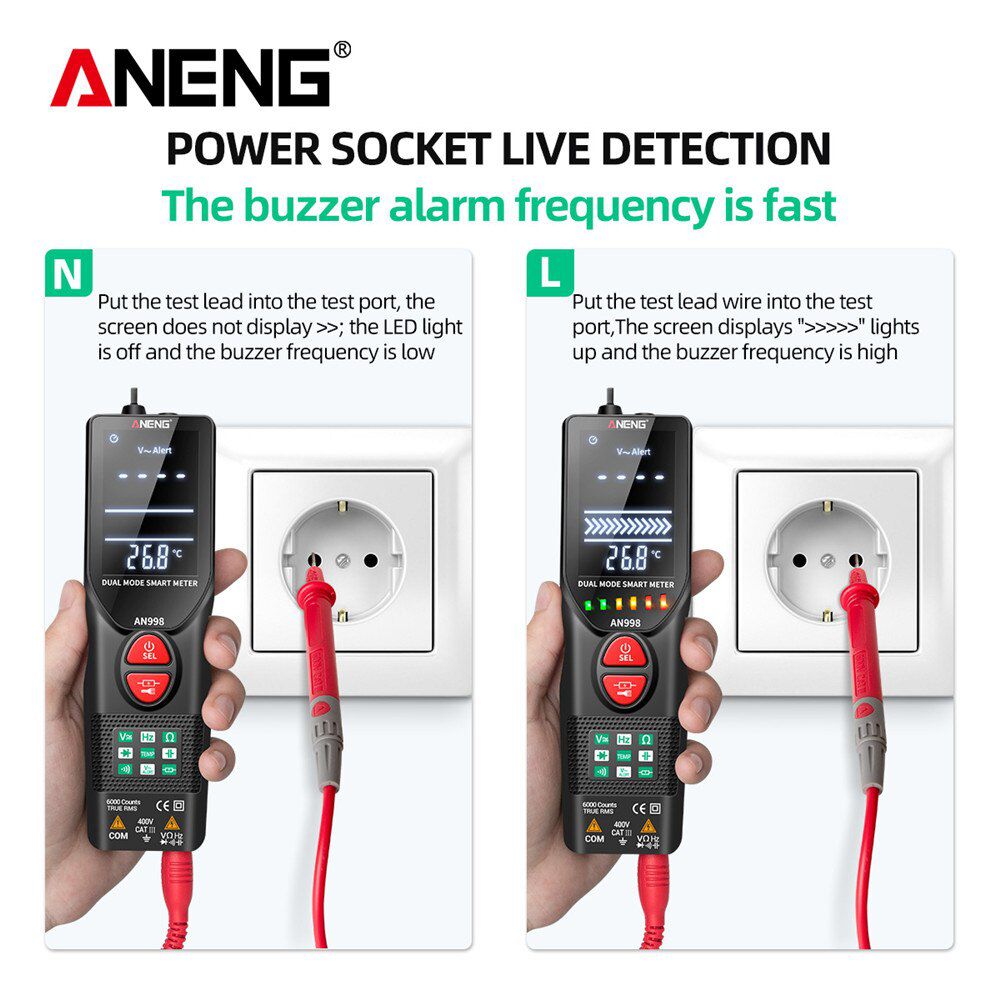 AN998 Automatic Digital 6000 Counts Professional Multimeter Eletric Auto Ranging AC/DC Voltmeter Temp Ohm Hz Detector Tool