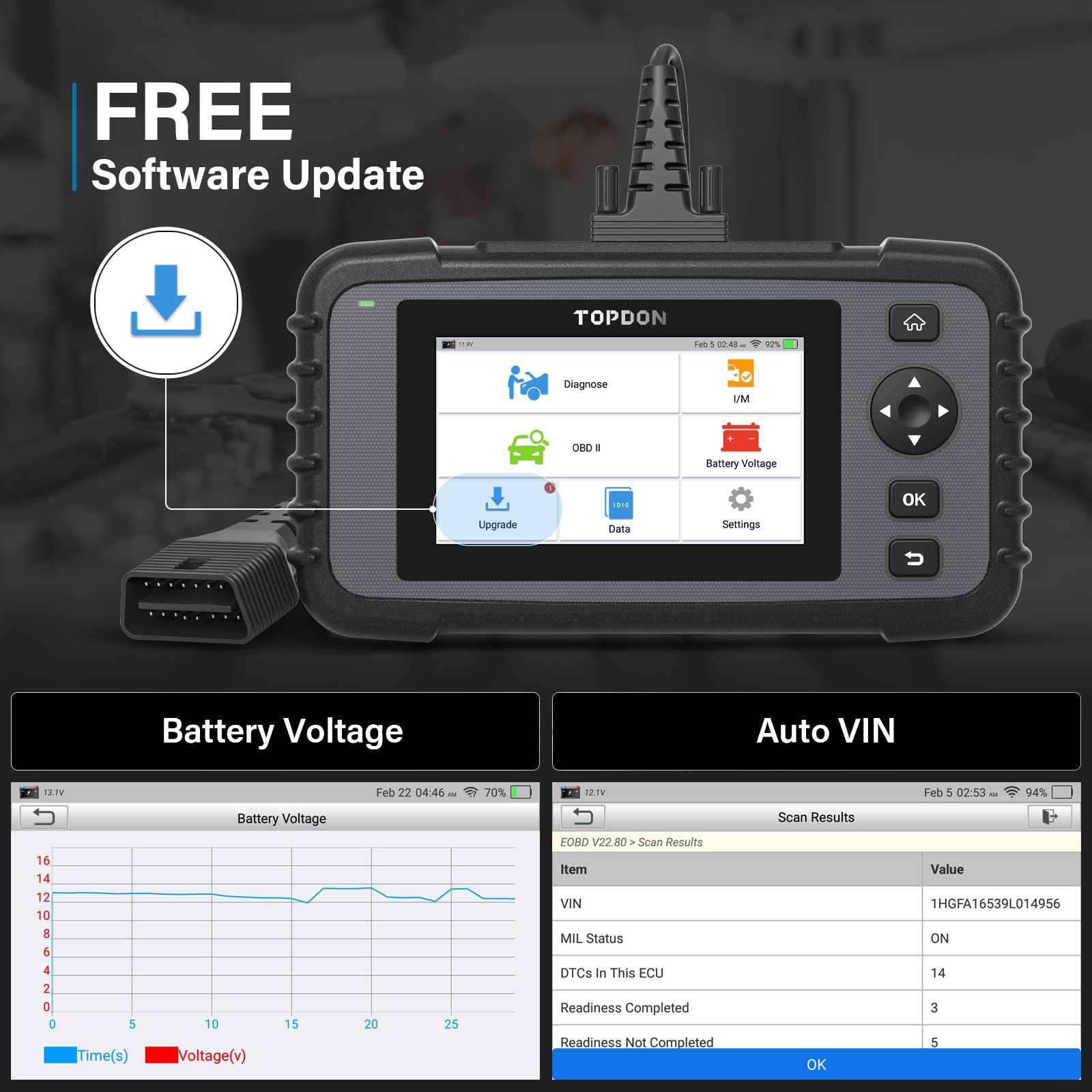 TOPDON ArtiDiag500 OBD2 Scanner Car Diagnostic Tool Auto Scan Automotive Engine ABS SRS Airbag Transmission Test