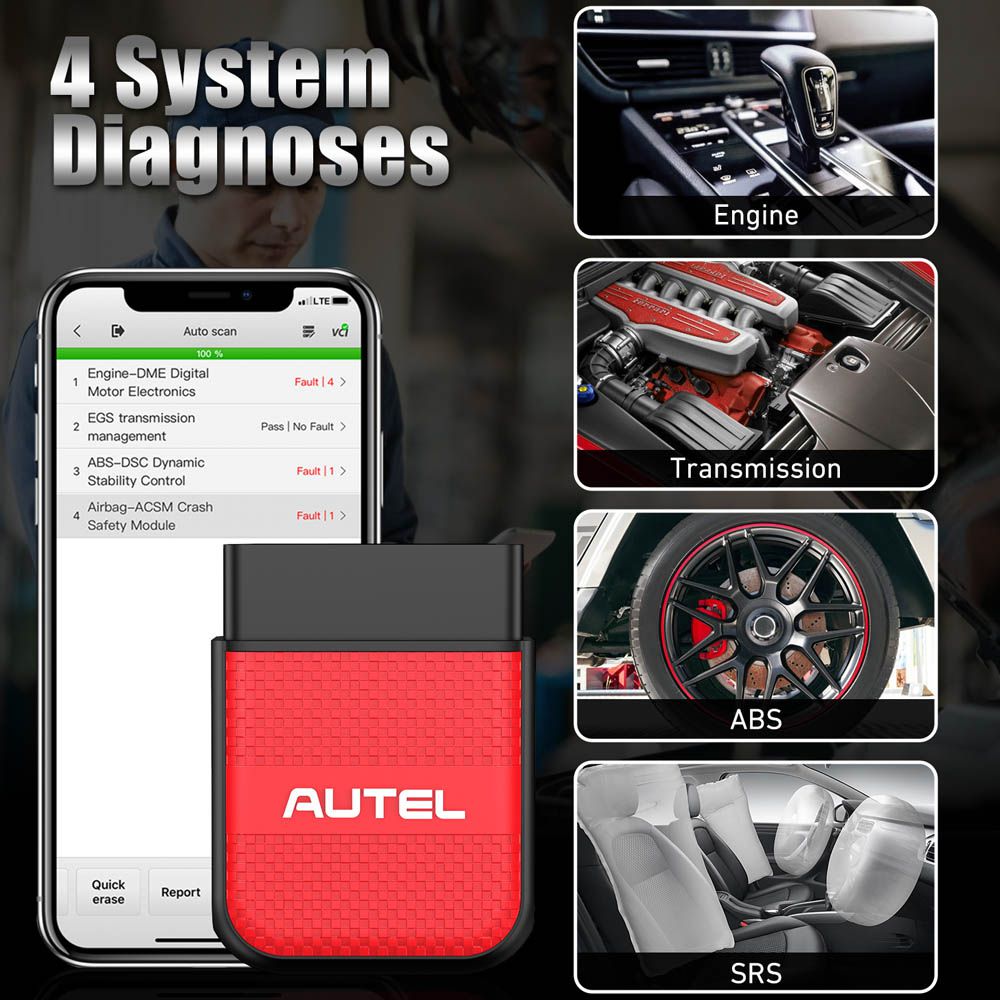 AUTEL MaxiAP AP200H Wireless Bluetooth OBD2 Scanner for All Vehicles Work on iOS and Android