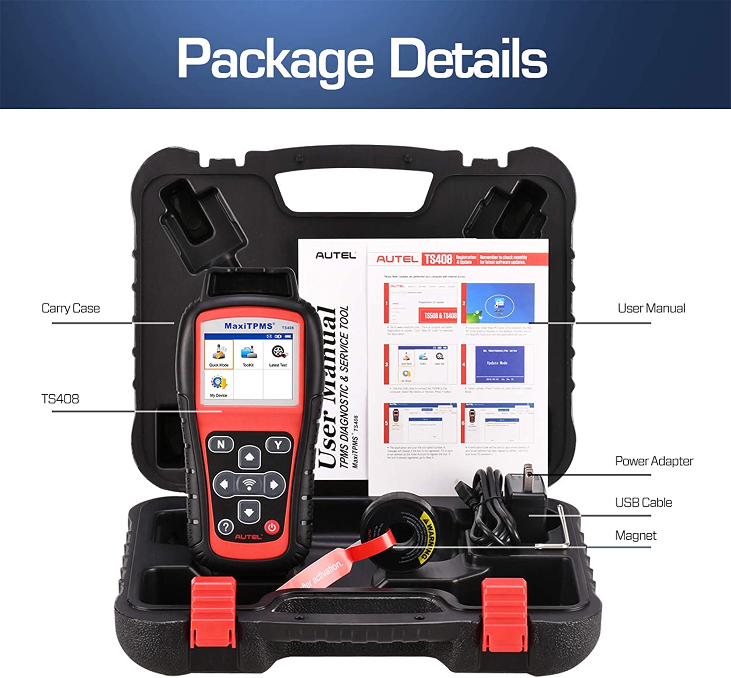 Original Autel MaxiTPMS TS408 TPMS Relearn Tool Cleaner Activate/Read TPMS Sensors Program Lifetime Update Upgraded of TS401