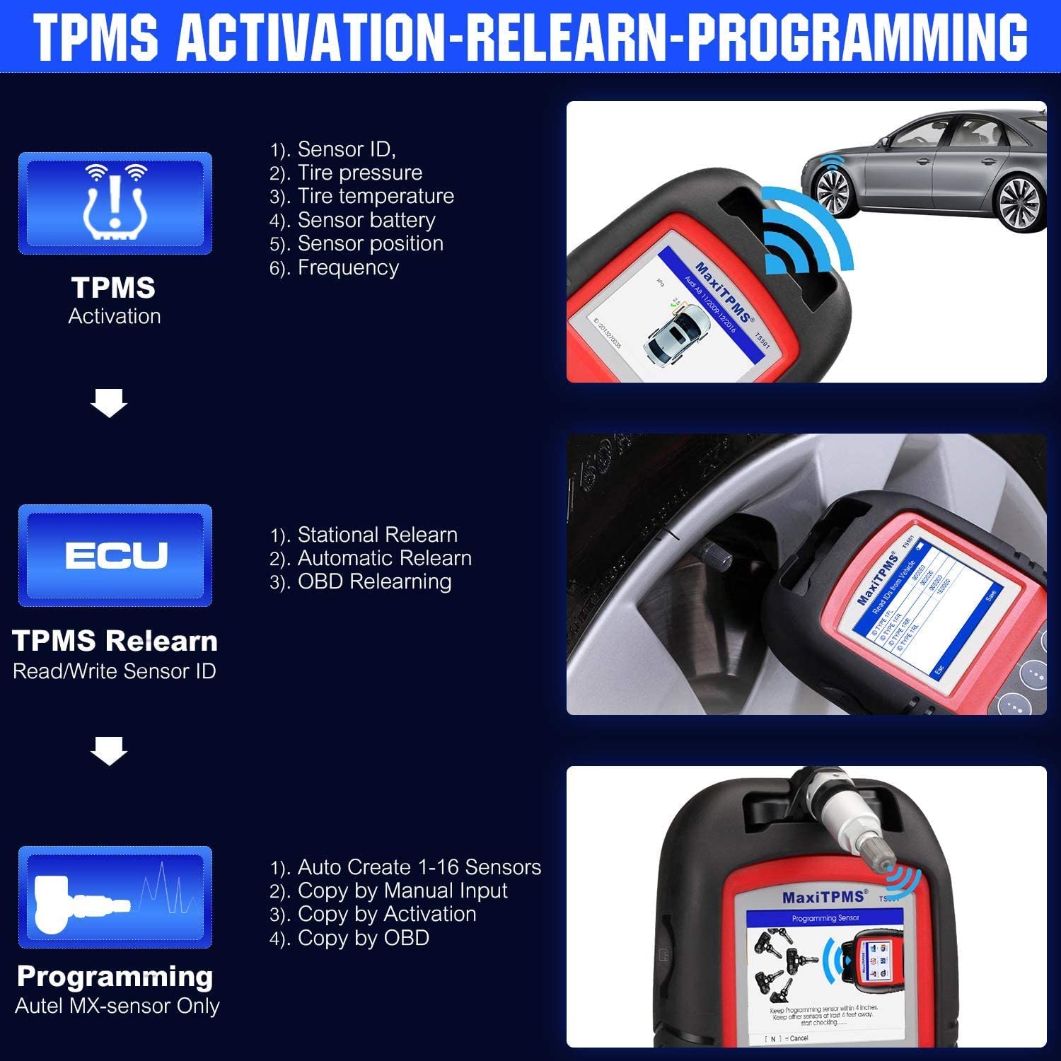 Autel MaxiTPMS TS501 TPMS Diagnostic and Service Tool Free Update Online