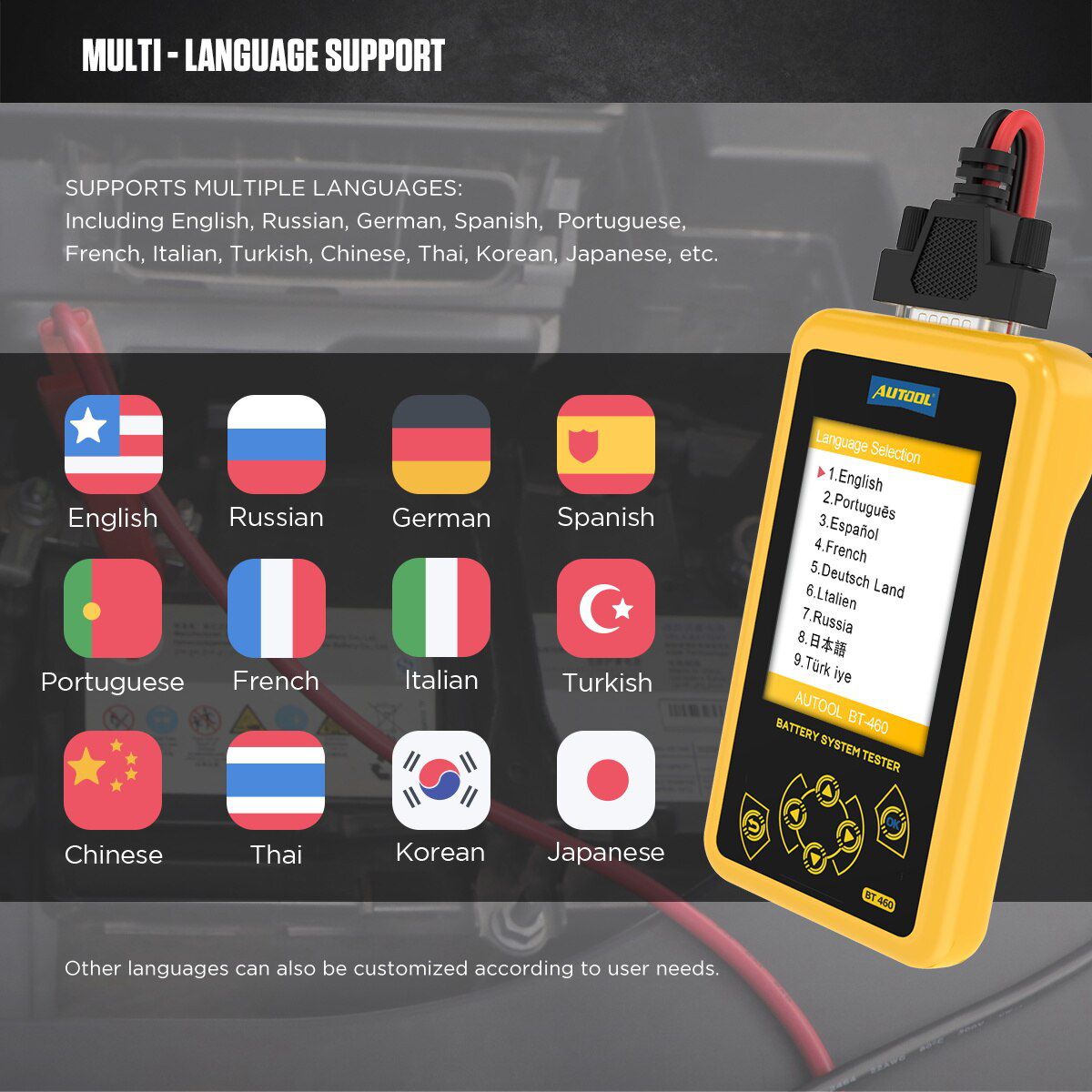 AUTOOL BT460 Car Battery Tester 12V 24V Automotive Batteries Analysis Meter Car Quick Cranking Charging Diagnostic Tool PK KW600