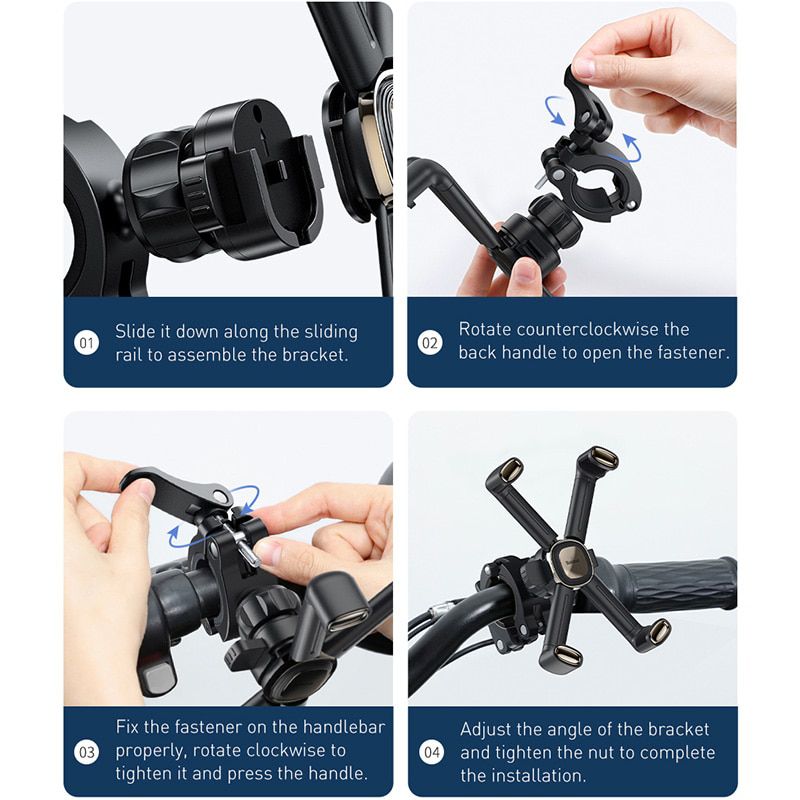 Bike Phone Holder Bicycle Motorcycle Mobile Cellphone Holder 360° Rotation Bike Handlebar Clip Stand GPS Mount Bracket