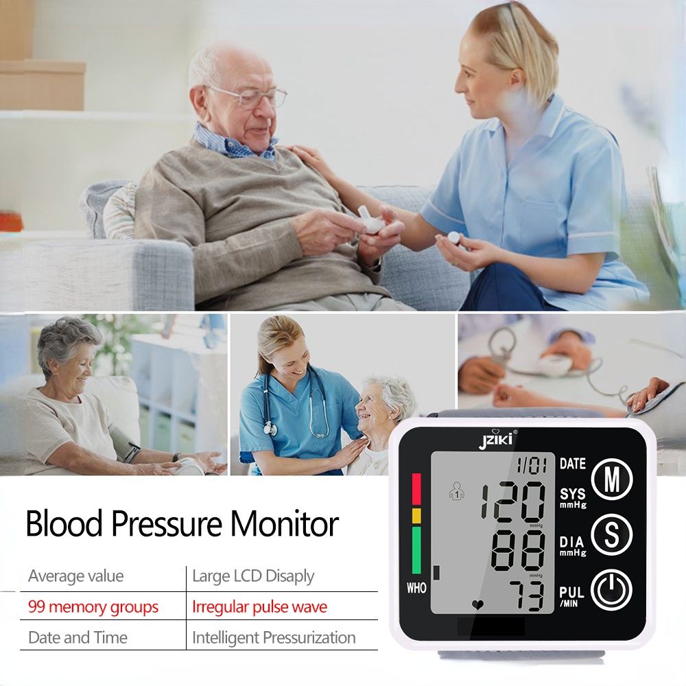 Household Health Care Sphygmomanometer Blood Presure Meter Monitor Heart Rate Pulse Portable Smart Blood Pressure Meter JZK002R