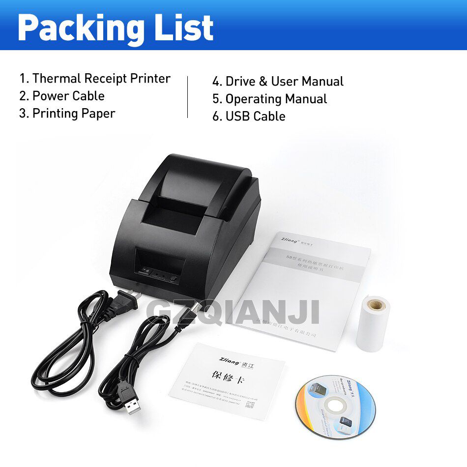 Bluetooth USB Thermal Receipt Printer 58mm POS Printer For Mobile Phone Android Windows For Supermarket and Store