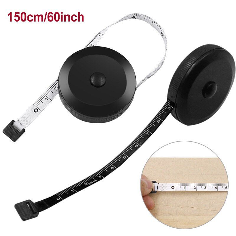 1.5m/60inch Black Tape Measures Automatic Flexible Mini Sewing Measuring Tape Dual Sided Retractable Tool Body Tailor Tape Ruler