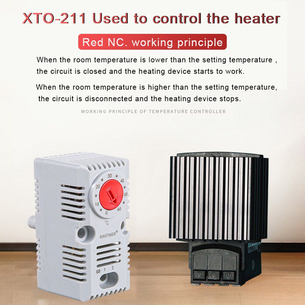 0-60°C Cabinet Mechanical Temperature Controller Normally Open/Closed Compact Thermostat Thermoregulator for Heating Cooling