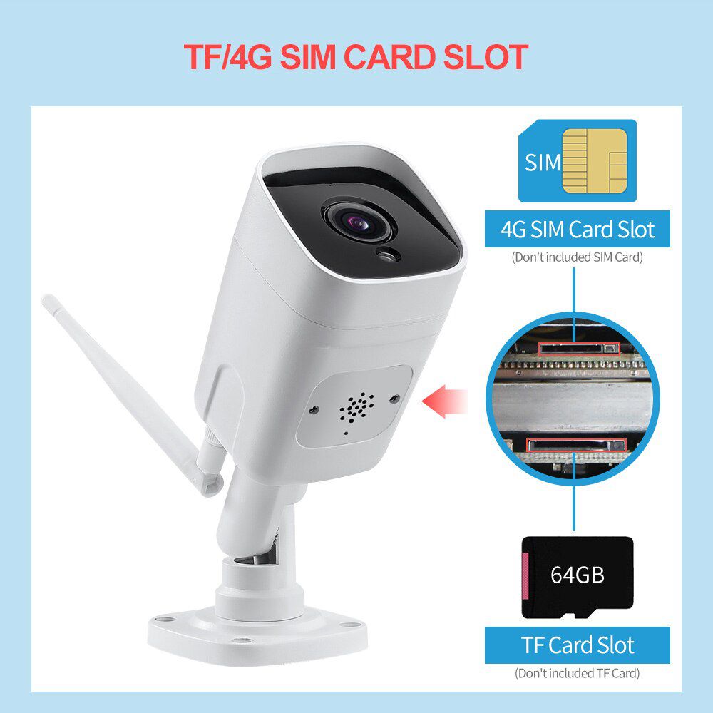 HD 1080P 5MP Bullet 3G 4G Camera Wireless GSM SIM Card Outdoor Waterproof Two Way Audio CCTV Camera Night Vision 20M P2P CamHi