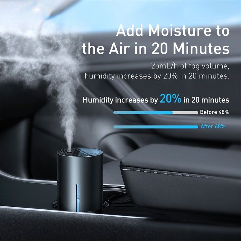 Car Air Humidifier Diffuser 260mL With Temperature And Humidity Sensing For Auto Home Office Air USB Humidifier