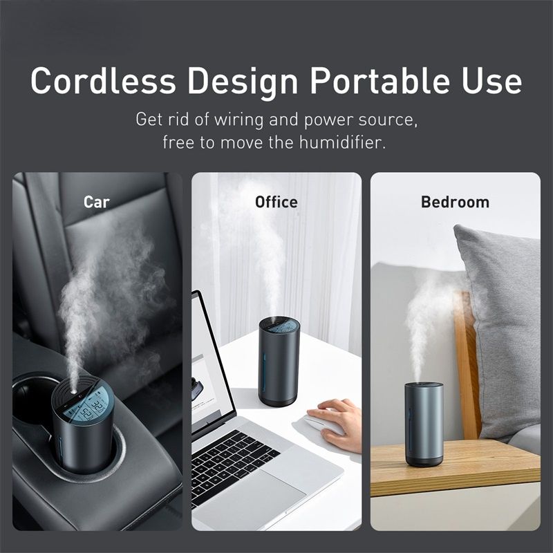 Car Air Humidifier Diffuser 260mL With Temperature And Humidity Sensing For Auto Home Office Air USB Humidifier