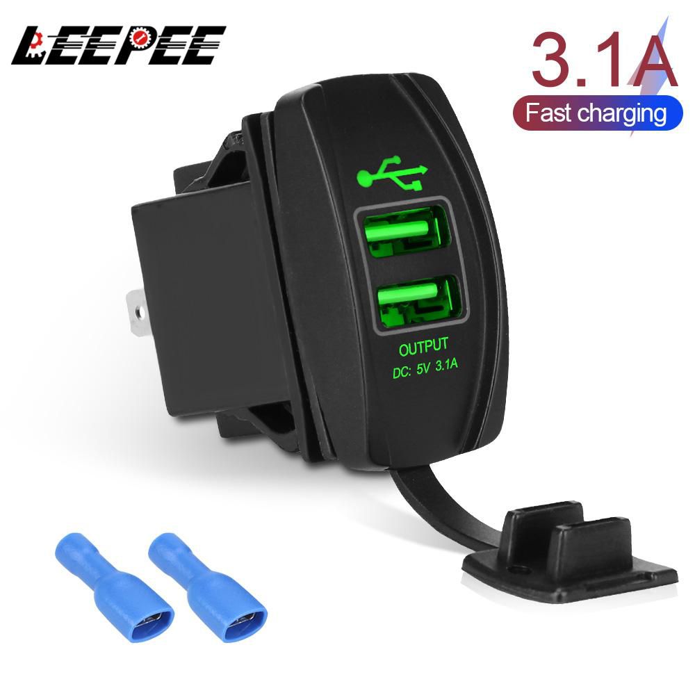 Car Charger 5V 3.1A LED Dual USB Ports Dustproof Phone Charger Waterproof Auto Adapter Universal for Car RV Camper Caravans