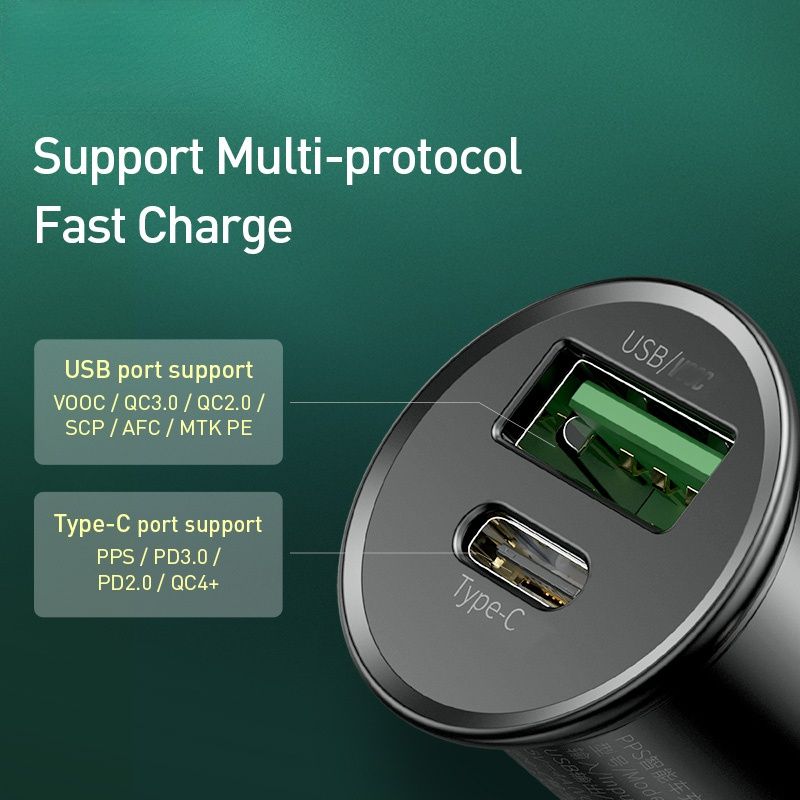 Car Charger Cigarette Lighter Support PPS SCP PD 3.0 QC 4.0 VOOC Warp Fast Charging For Car Charge Adapter Accessories