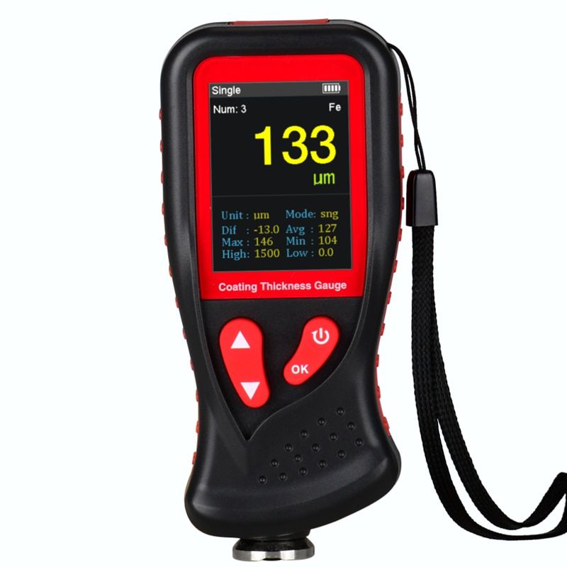 Car Film Digital LCD Coating Thickness Gauge Tester 0-1300um Screen Rotation Rechargeable Body Paint Coating Thickness Gauge