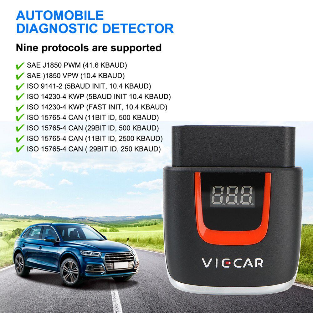 For Android/IOS WIFI ELM 327 OBD2 Elm327 OBD USB Scanner Code Reader Viecar VP004 VP002 ELM327 V2.2 Car Diagnostic Auto Tool