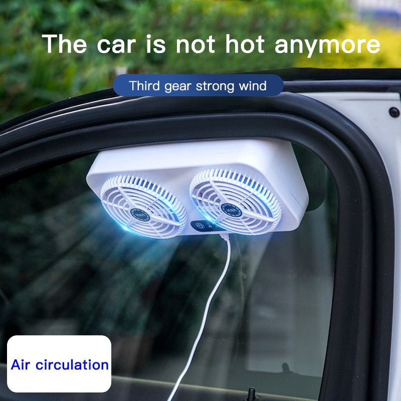 Car Exhaust Fan Auto Portable USB Electric Dual Fans Car Cooling Table Desk Home Ventilation Cooler 3 Speed Air Circulation Fan