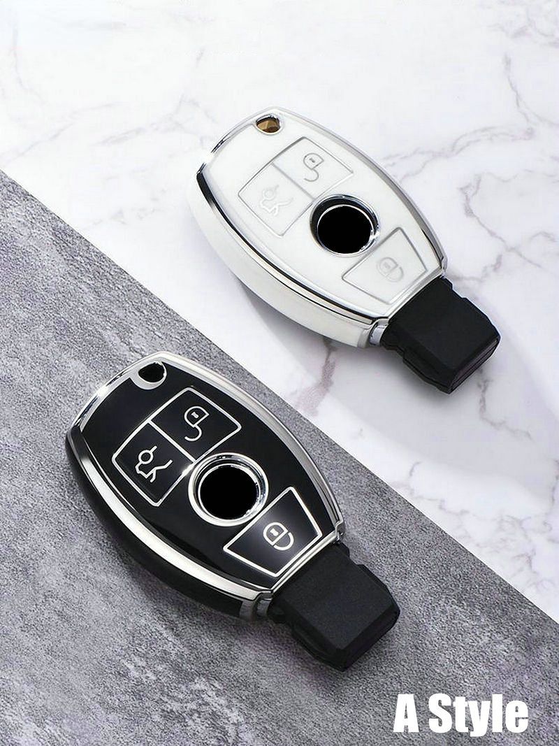 Electroplate TPU Car Key Case Cover Shell Fob For Mercedes Benz A B C E S Class W204 W205 W212 W213 W176 GLC CLA AMG W177