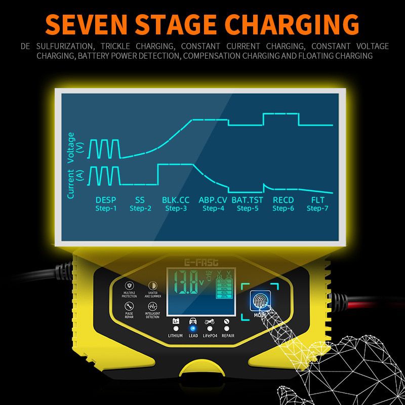 12V/24V Car Lithium Battery Charge Lead Acid Battery Charger Full Automatic Charge for Car SUV Truck