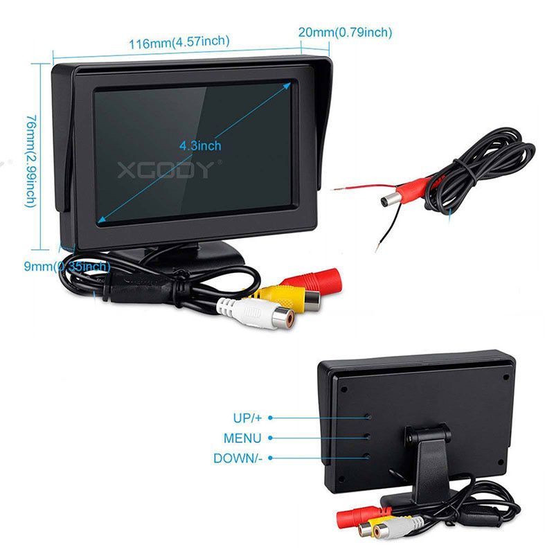 4.3 Inch Car Monitor Auto Parking System Car Reversing Parking Monitor With 2 video input Rearview camera optional