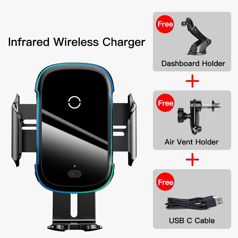 Car Phone Holder Wireless Charger Mobile Smartphone Support 15W Qi Wireless Charging Cell Phone Stand Cellphone Bracket