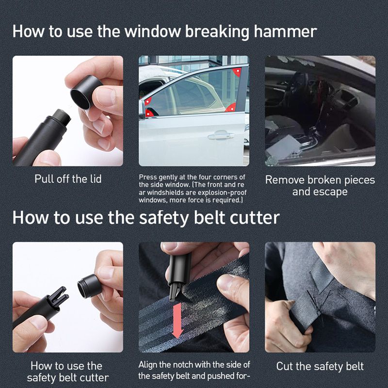 Car Safety Hammer Window Glass Breaker Auto Seat Belt Cutter Knife Life-Saving Escape Car Emergency Hammer Tool