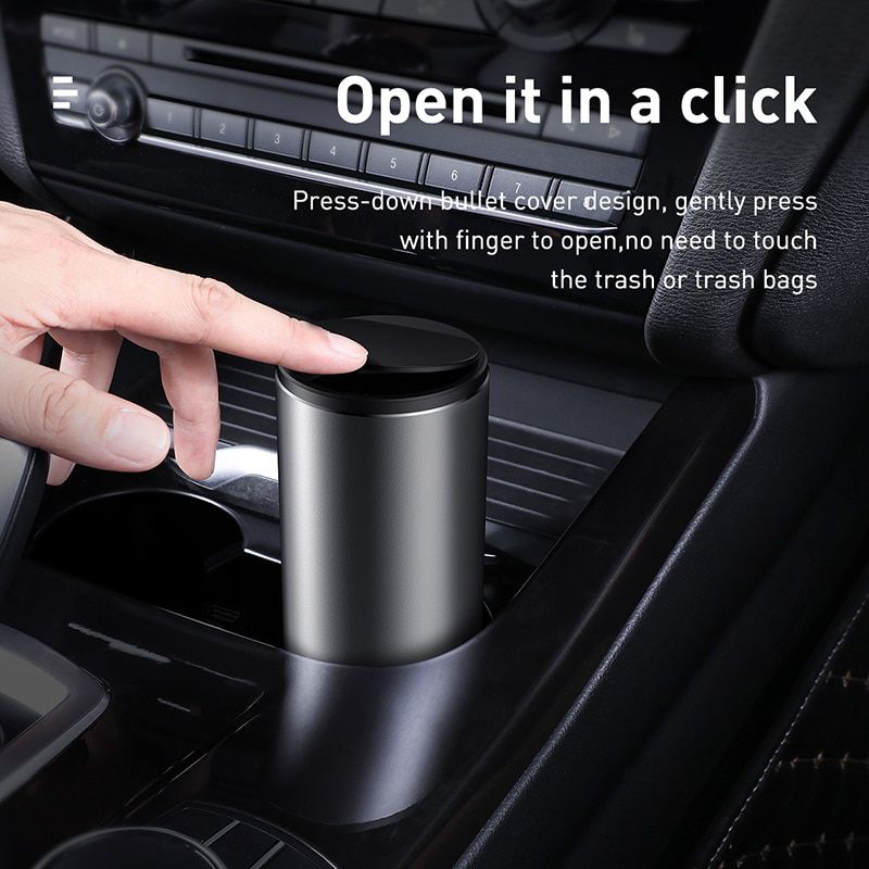 500mL Car Trash Bin Alloy Garbage Can For Car Dustbin Waste Rubbish Basket Bin Organizer Storage Holder Bag Auto Accessories