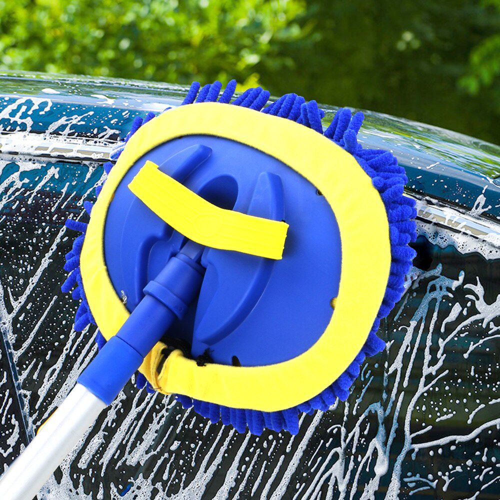 Car Wash Brush Cleaning Mop Telescoping Long Handle Chenille Broom Cleaning Brushes With Sponge Auto Accessories