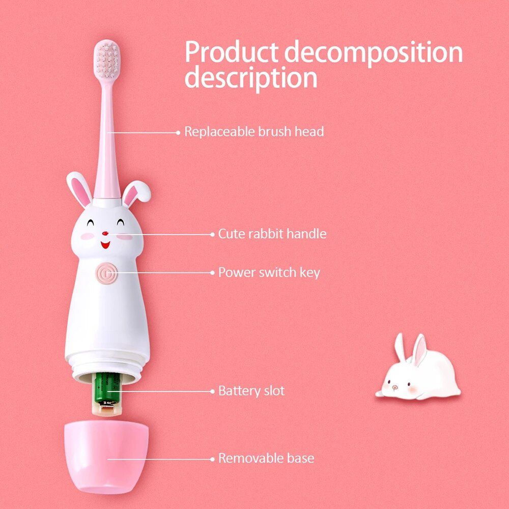 3 -12 Years Old Children Electric Toothbrush Soft Bristles Professional Child Toothbrush Baby Cute Rabbit Kids Teeth Care