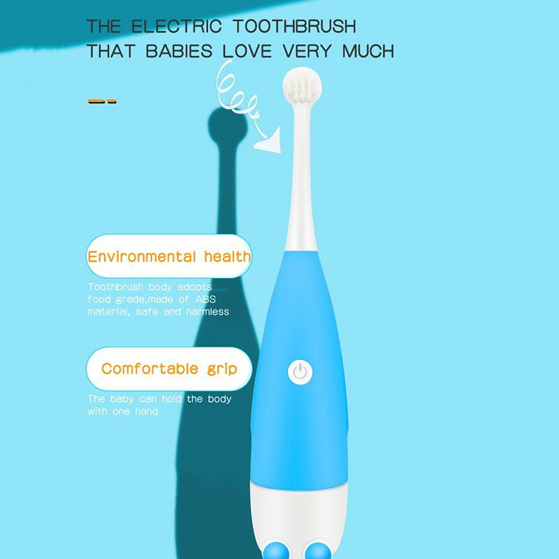 Children's Electric Sonic Toothbrush with Battery, Fully Waterproof, with Soft Replacement Head