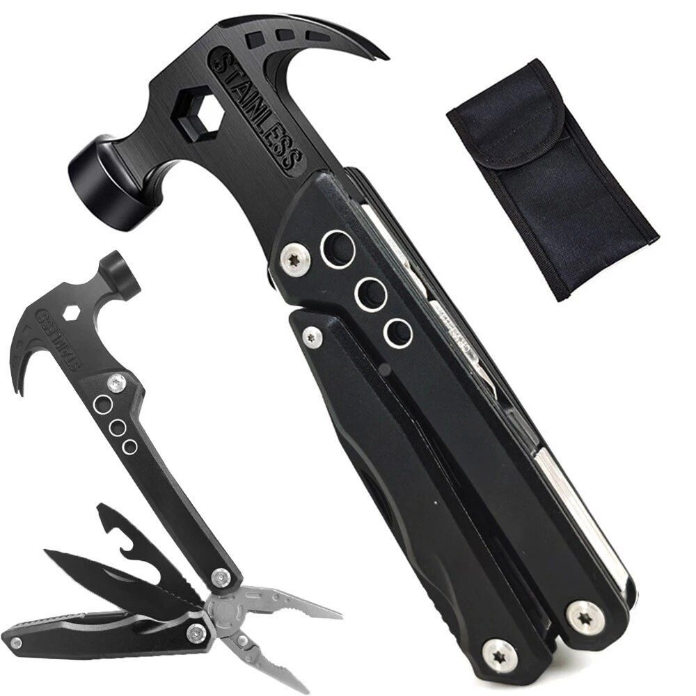 Claw Hammer Multitool Stainless Steel Knife Plier Tool Nylon Sheath Outdoor Survival Camping Hiking Portable Pocket Claw Hammer